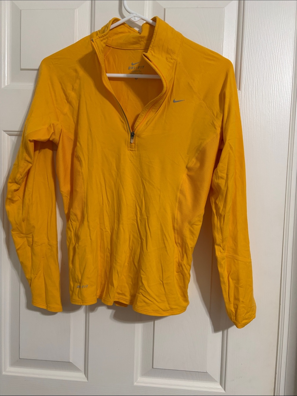 Nike Yellow Dri-FIT Quarter-Zip Athletic Long Sleeve Pullover